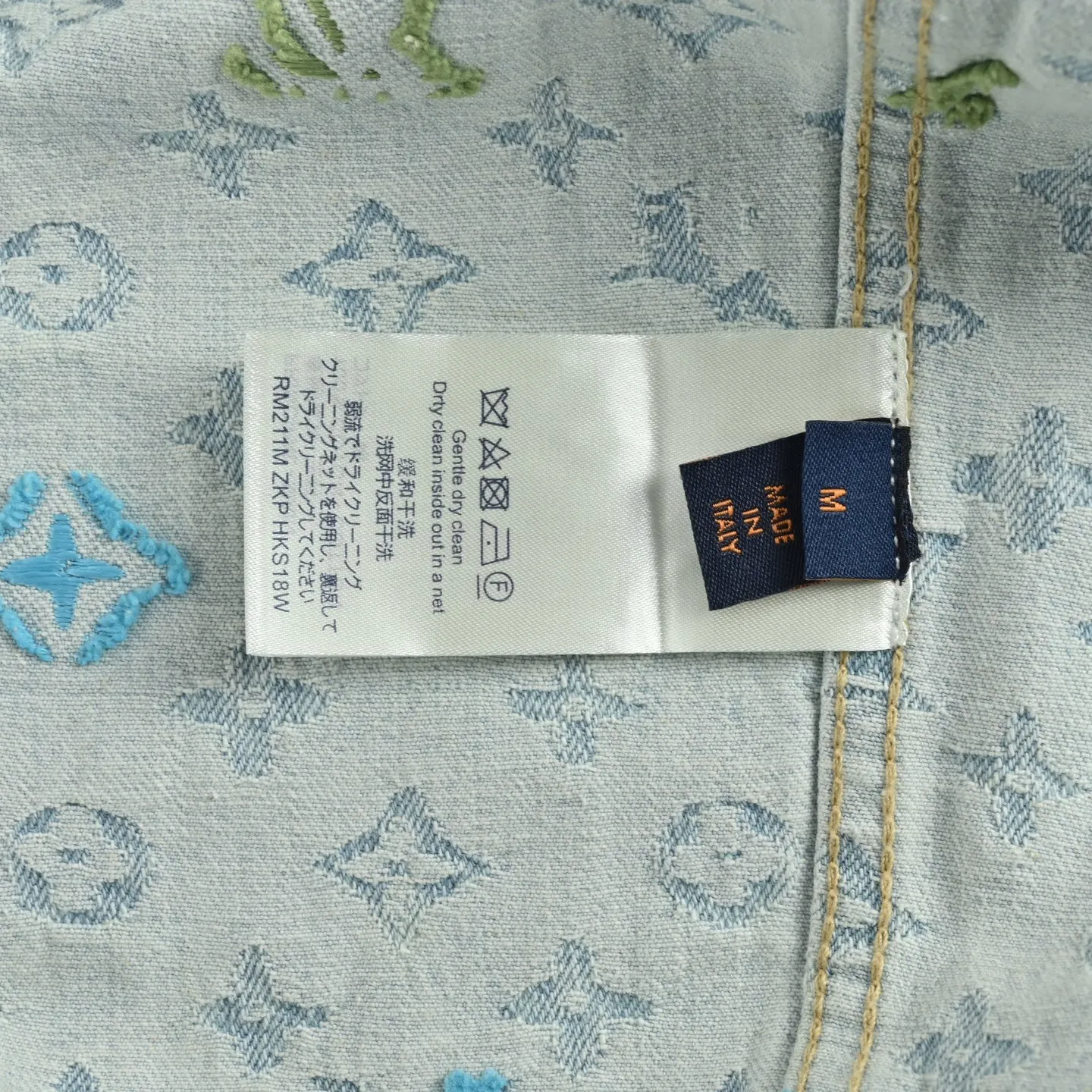 Louis Vuitton/Louis Vuitton 25Fw old flower jacquard embroidered zipper hooded denim jacket